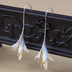 ◾️Silver Retro Flower Stamen Gold-Plated Earrings